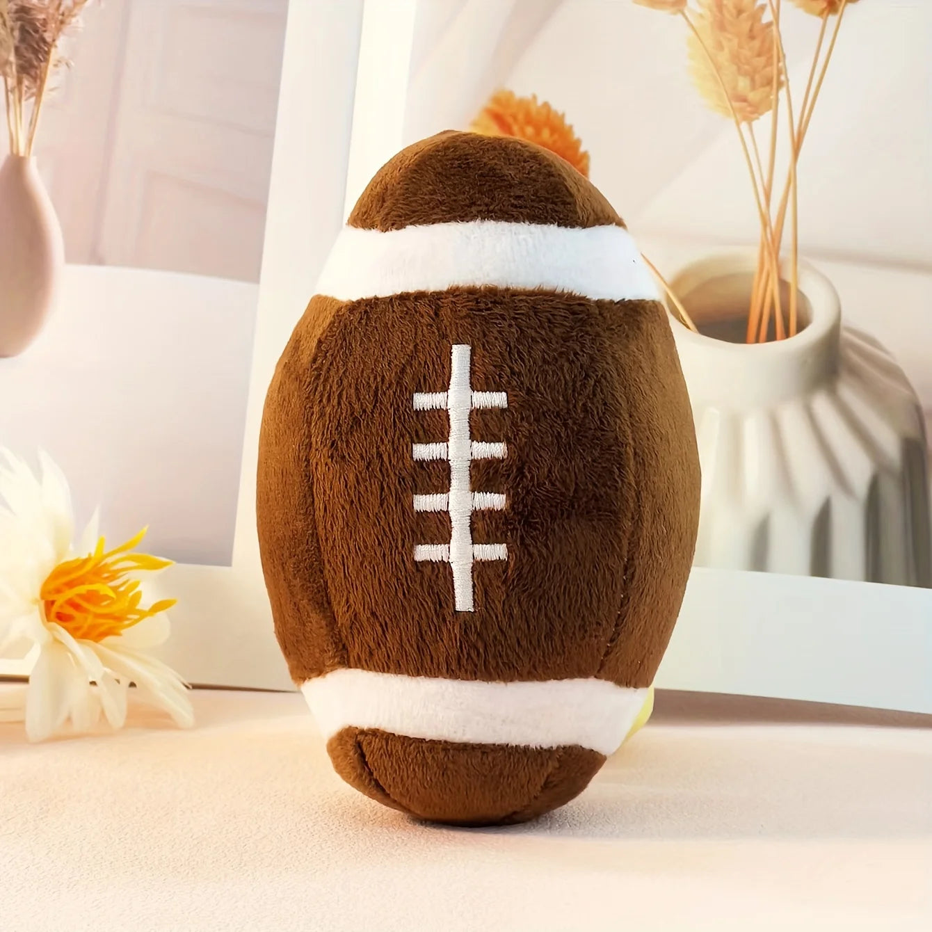 1Pc Pet Plush Sound Making Toy - Dog and Cat Football Rugby 