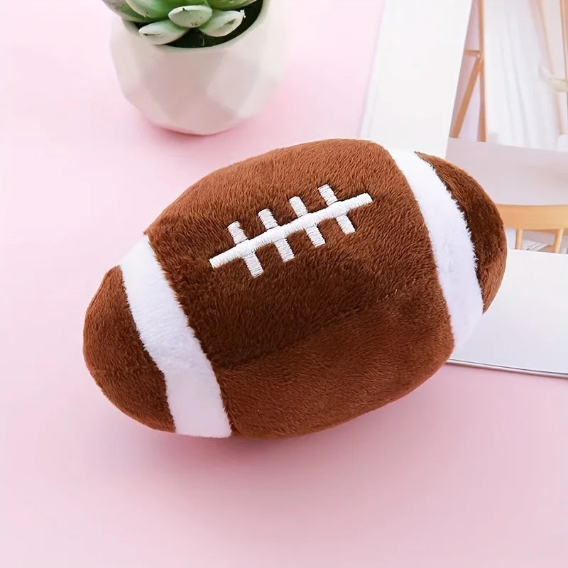 1Pc Pet Plush Sound Making Toy - Dog and Cat Football Rugby 