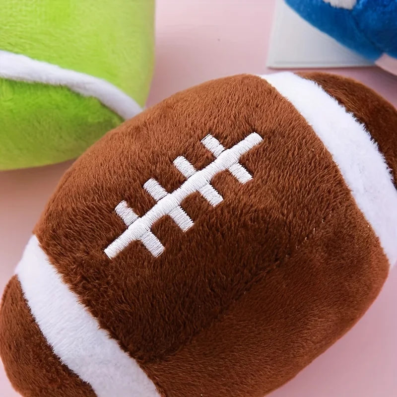 1Pc Pet Plush Sound Making Toy - Dog and Cat Football Rugby 